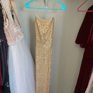 Gold sequin prom dress